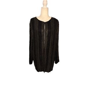 NWT Vintage Jewel Queen black sequined open front long cardigan - XL